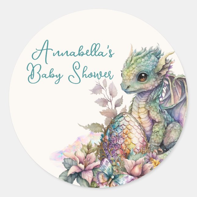 Sticker Rond Œuf de bébé dragon mignon (Devant)
