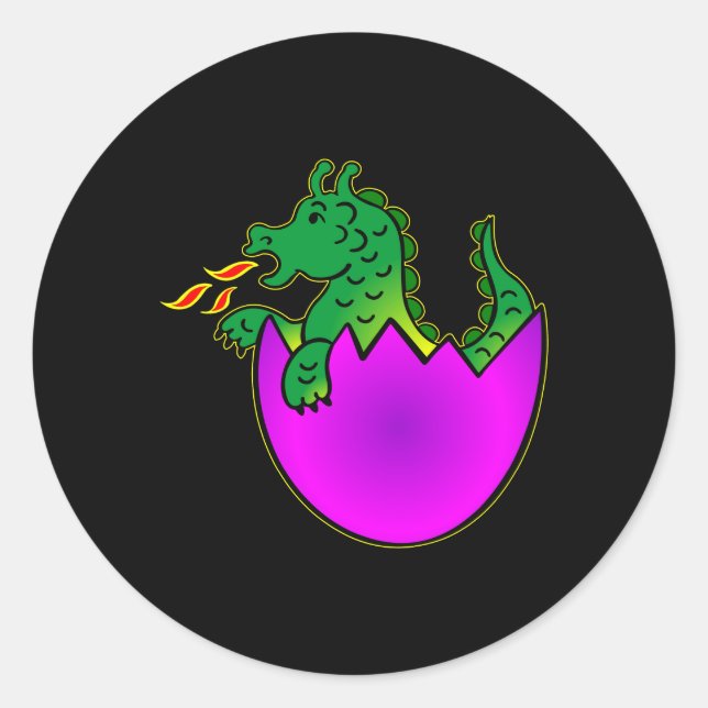 Sticker Rond Oeuf de dragon de bébé noir (Devant)