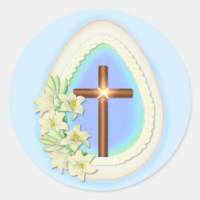 Sticker Rond Oeuf de fenêtre et croix (Devant)