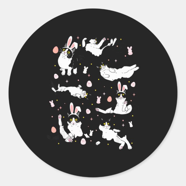 Sticker Rond Œuf de Pâques de chat noir drôle  (Devant)
