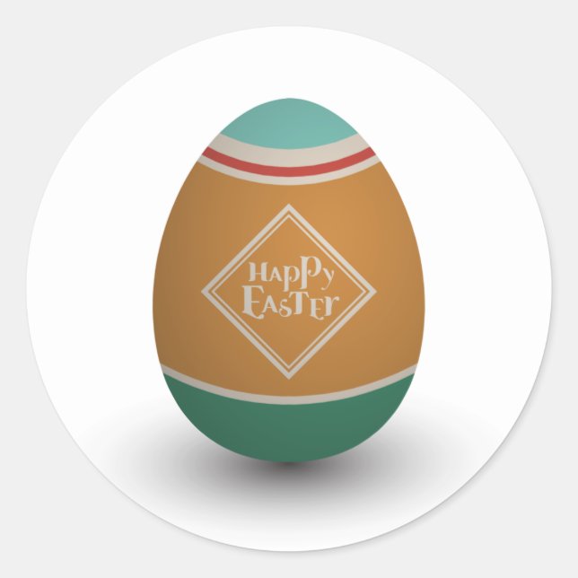 Sticker Rond œuf de Pâques joyeux (Devant)