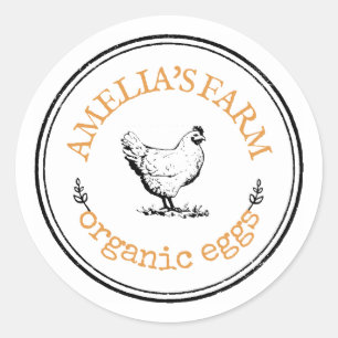 Sticker Rond OEuf de poulet Vintage personnalisé