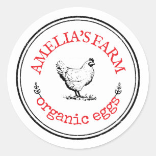 Sticker Rond OEuf de poulet Vintage personnalisé