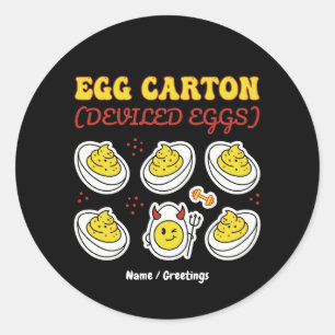 Sticker Rond Œuf Démoniaque Rétro Pack de Six Fitness Pun Vinta