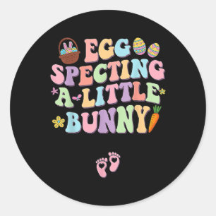 Sticker Rond Oeuf Spangeant Un Petit Lapin Grossesse De Pâques