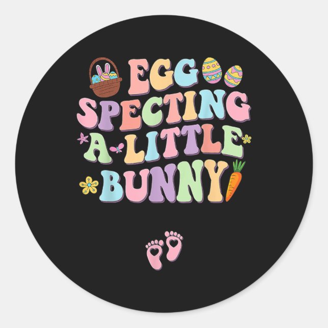 Sticker Rond Oeuf Spangeant Un Petit Lapin Grossesse De Pâques  (Devant)
