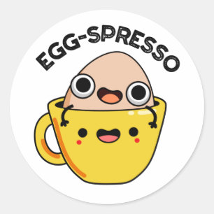 Sticker Rond Oeuf spresso Drôle Oeuf Coffee Pun