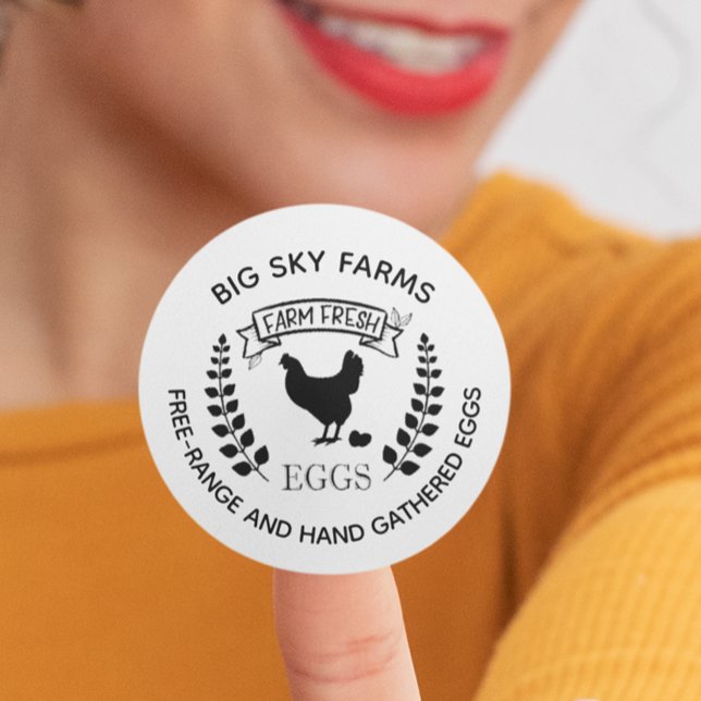 Sticker Rond OEufs d'aquarelle de poulet de ferme (Créateur téléchargé)