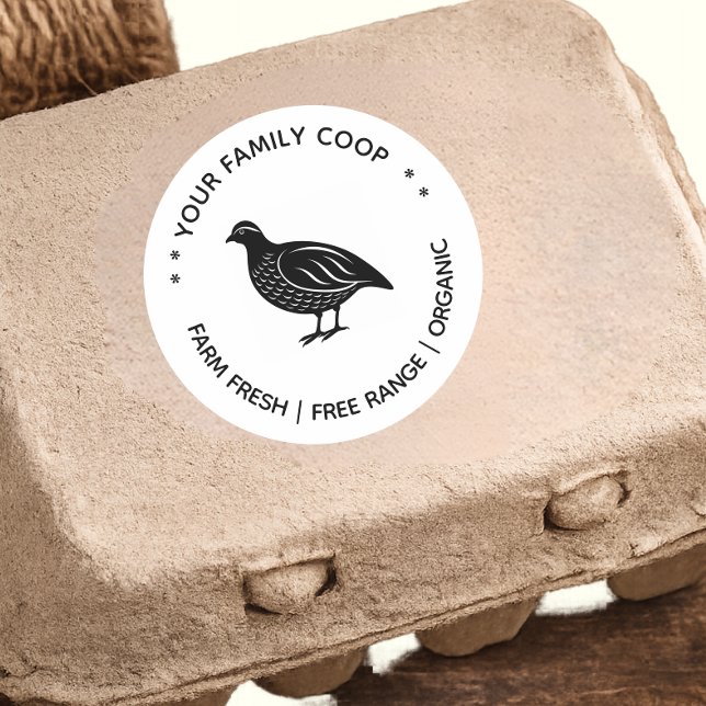 Sticker Rond Oeufs de caille frais de la ferme (Créateur téléchargé)