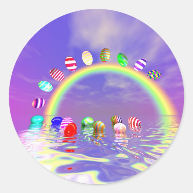 Sticker Rond Oeufs de Pâques à l'arc-en-ciel (Devant)
