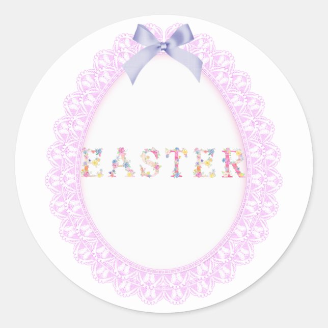 Sticker Rond OEufs de Pâques, fleurs classique collant rond (Devant)