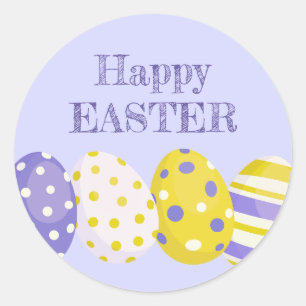 Sticker Rond Œufs de Pâques joyeux Fond Violet