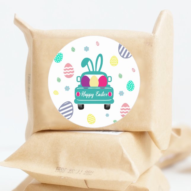 Sticker Rond OEufs de Pâques mignons et oreilles de lapin (Créateur téléchargé)