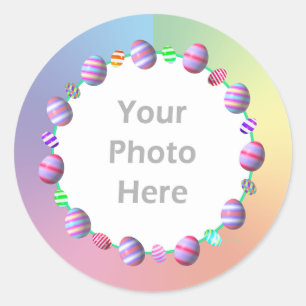 Sticker Rond Oeufs de pâques peints (cadre de photo)