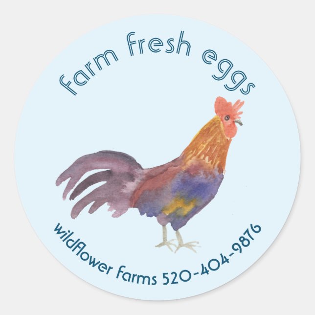 Sticker Rond OEufs de poulet d'aquarelle à vendre produit perso (Devant)
