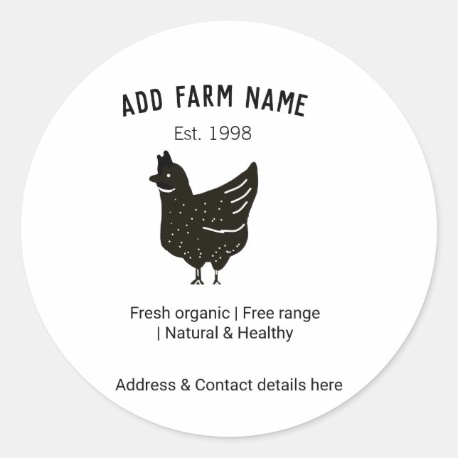 Sticker Rond OEufs de poulet fermier ajouter nom année adresse  (Devant)