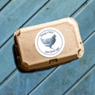 Sticker Rond Oeufs de poulet frais de ferme Hen avec votre nom