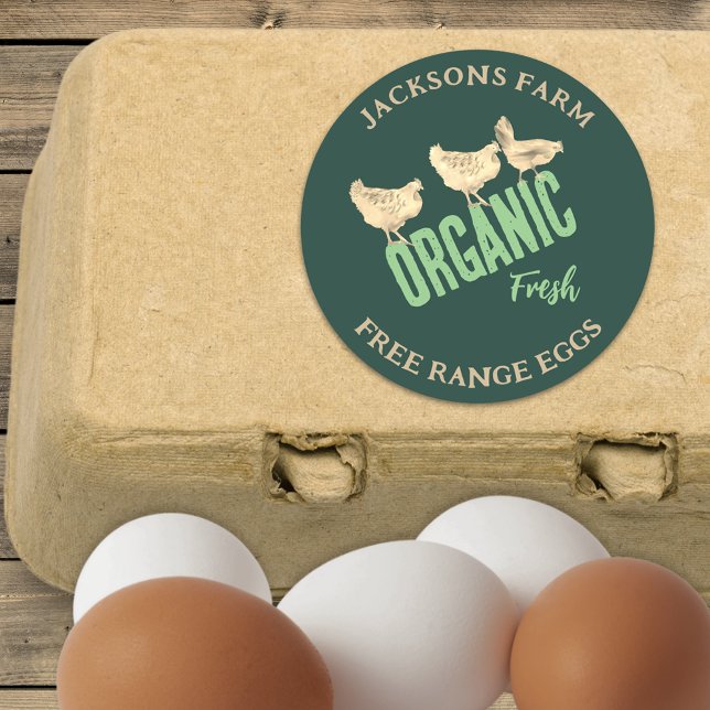 Sticker Rond Oeufs De Poulet Frais Libre Gamme Bio (Organic free range chicken eggs stickers cute hens custom small business Stickers)