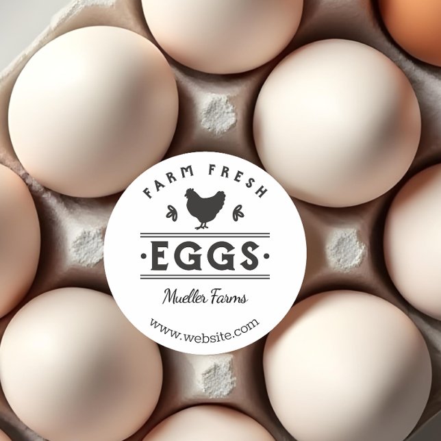 Sticker Rond Oeufs frais de ferme (Farm Fresh Eggs Sticker)