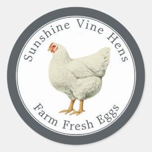 Sticker Rond OEufs frais de ferme Carton d'oeufs de poule Vinta