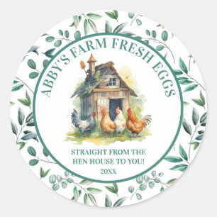 Sticker Rond Oeufs frais de ferme directement de la maison Hen
