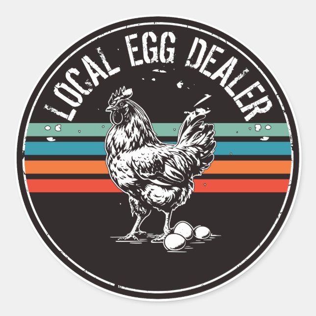 Sticker Rond Oeufs frais de ferme locaux (Devant)
