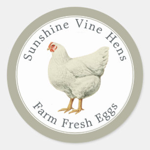 Sticker Rond OEufs frais de ferme OEuf Vintage Hen Gray