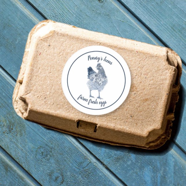 Sticker Rond OEufs frais de ferme Poule de poulet avec votre no (Créateur téléchargé)