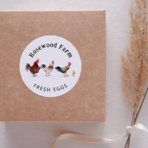 Sticker Rond Oeufs frais de ferme Poulet
