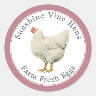 Sticker Rond Oeufs frais de ferme Vintage Oeufs de poule carton