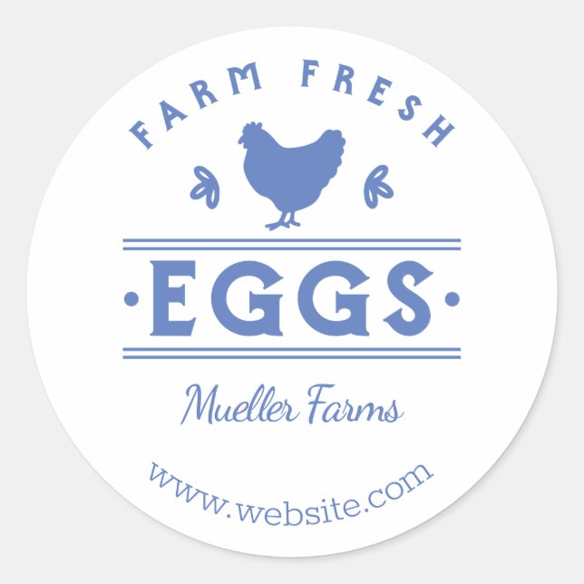 Sticker Rond Oeufs frais de la ferme bleue (Devant)