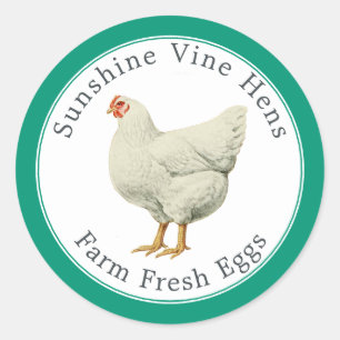 Sticker Rond Oeufs frais de la ferme Carton d'oeufs vintage Éme