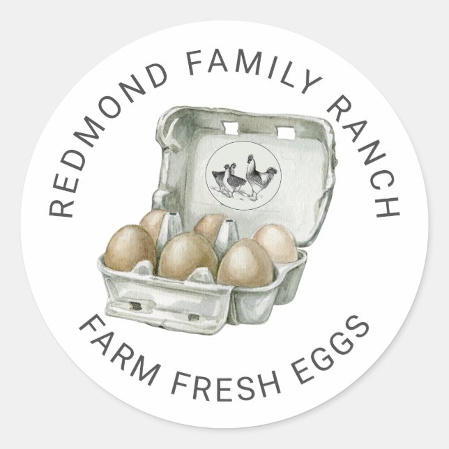 Sticker Rond Oeufs frais de la ferme de poulet (Devant)