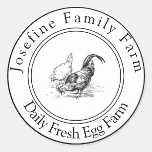 Sticker Rond Oeufs frais de la ferme Poulailler Rustique Ferme
