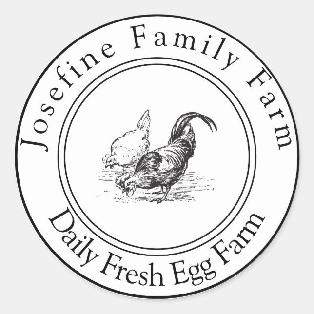 Sticker Rond Oeufs frais de la ferme Poulailler Rustique Ferme  (Devant)