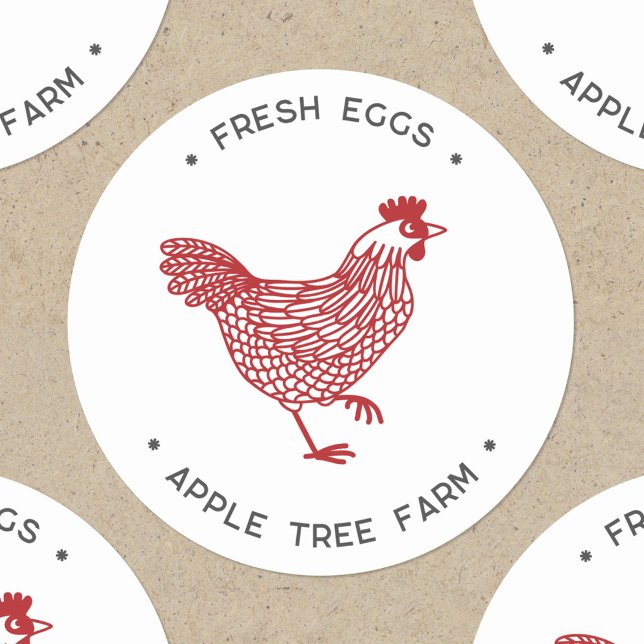 Sticker Rond OEufs frais de poulet de poule de poule Personnali (Chicken hen poultry egg farm personalized stickers)