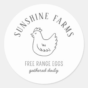 Sticker Rond OEufs frais Fraîches De Ferme De Hen Simple Et Mod