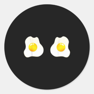 Sticker Rond Œufs Frits Œuf Côté Soleil