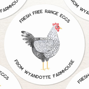 Sticker Rond Oeufs Wyandotte Poulet frais Libre Gamme
