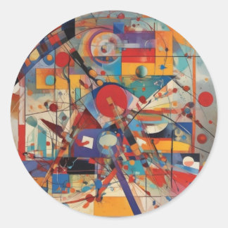 Sticker Rond Oeuvre Abstraite moderne
