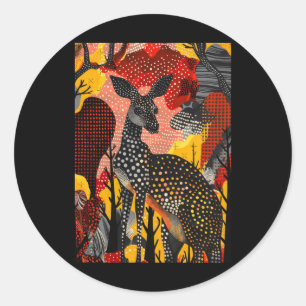 Sticker Rond Oeuvre artistique autochtone australienne Kangaroo