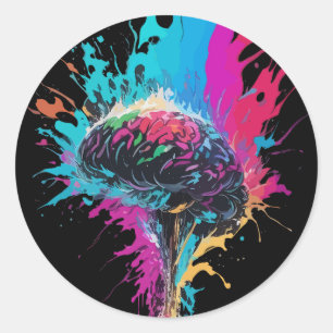 Sticker Rond Oeuvre créative colorée pour scintiller le cerveau