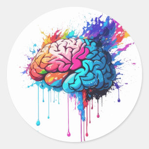 Sticker Rond Oeuvre créative colorée pour scintiller le cerveau