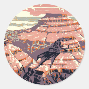 Sticker Rond Œuvre d'art d'affiche vintage du Parc national du