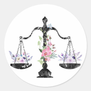 Sticker Rond Œuvre d'art de la balance de la justice