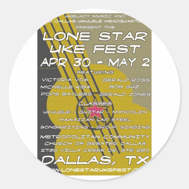 Sticker Rond OEuvre d'art de la Fête Uke Star Lone (Devant)