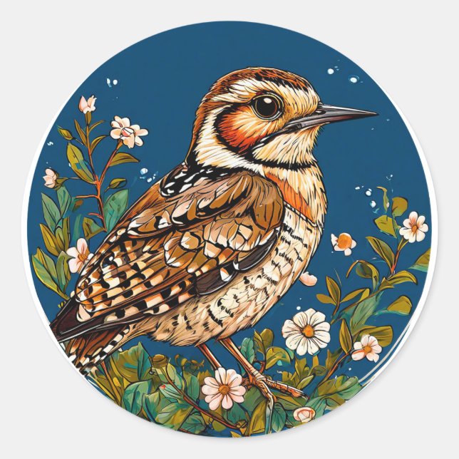 Sticker Rond Œuvre d'art d'oiseau coloré (Devant)