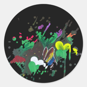 Sticker Rond Œuvre d'art faite main - Papillon Bolssom