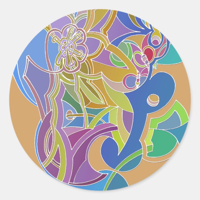 Sticker Rond Œuvre d'art fantaisiste (Devant)
