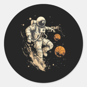Sticker Rond OEuvre de basket-ball Astronaut Joueur de balle Sp